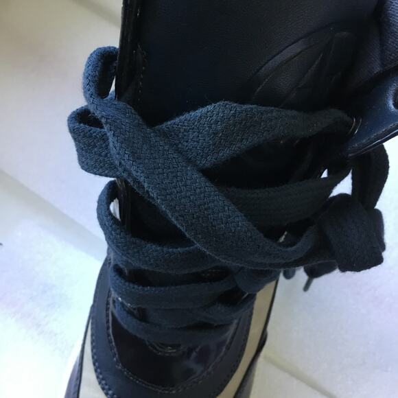 Armani Jeans Blue High-Top Wedge Sneakers - Picture 11 of 11